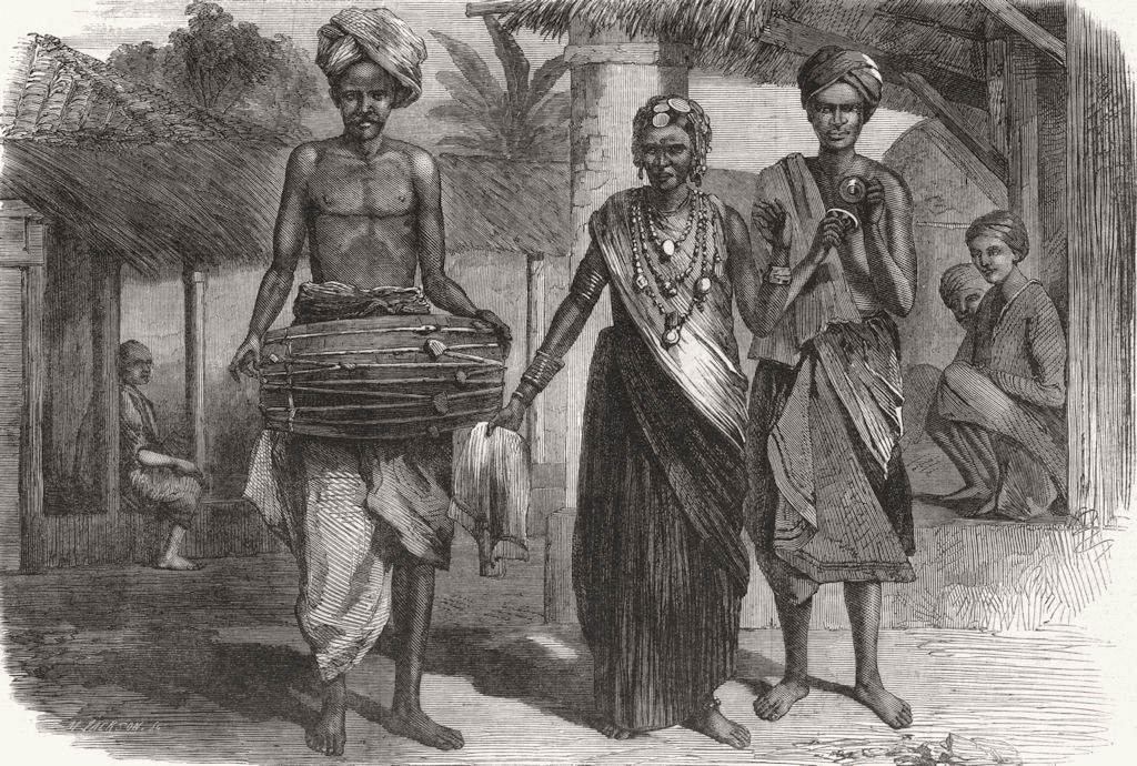 INDIA. Dancing beggars of South 1863 old antique vintage print picture